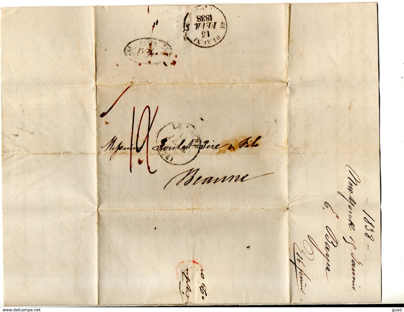 1838 NEW YORK LE HAVRE BEAUNE COTE D'OR - …-1845 Vorphilatelie