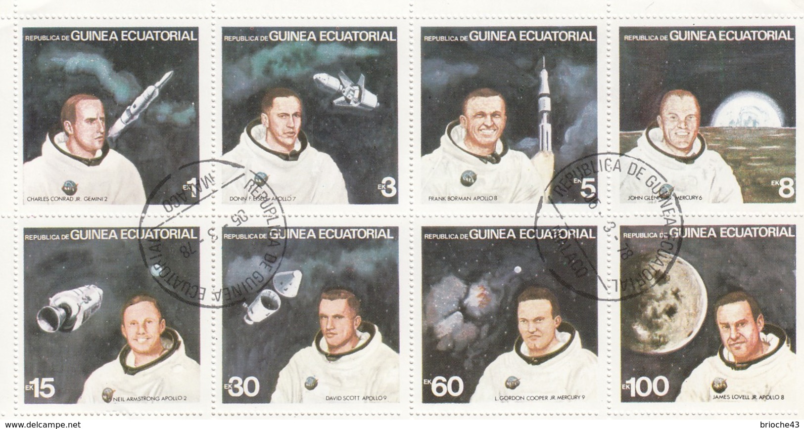 REPUBLICA DE GUINEA EQUATORIAL   - FEUILLET 8 TIMBRES ESPACE ASTRONAUTES   - 25.3.78  / 6244 - Collections