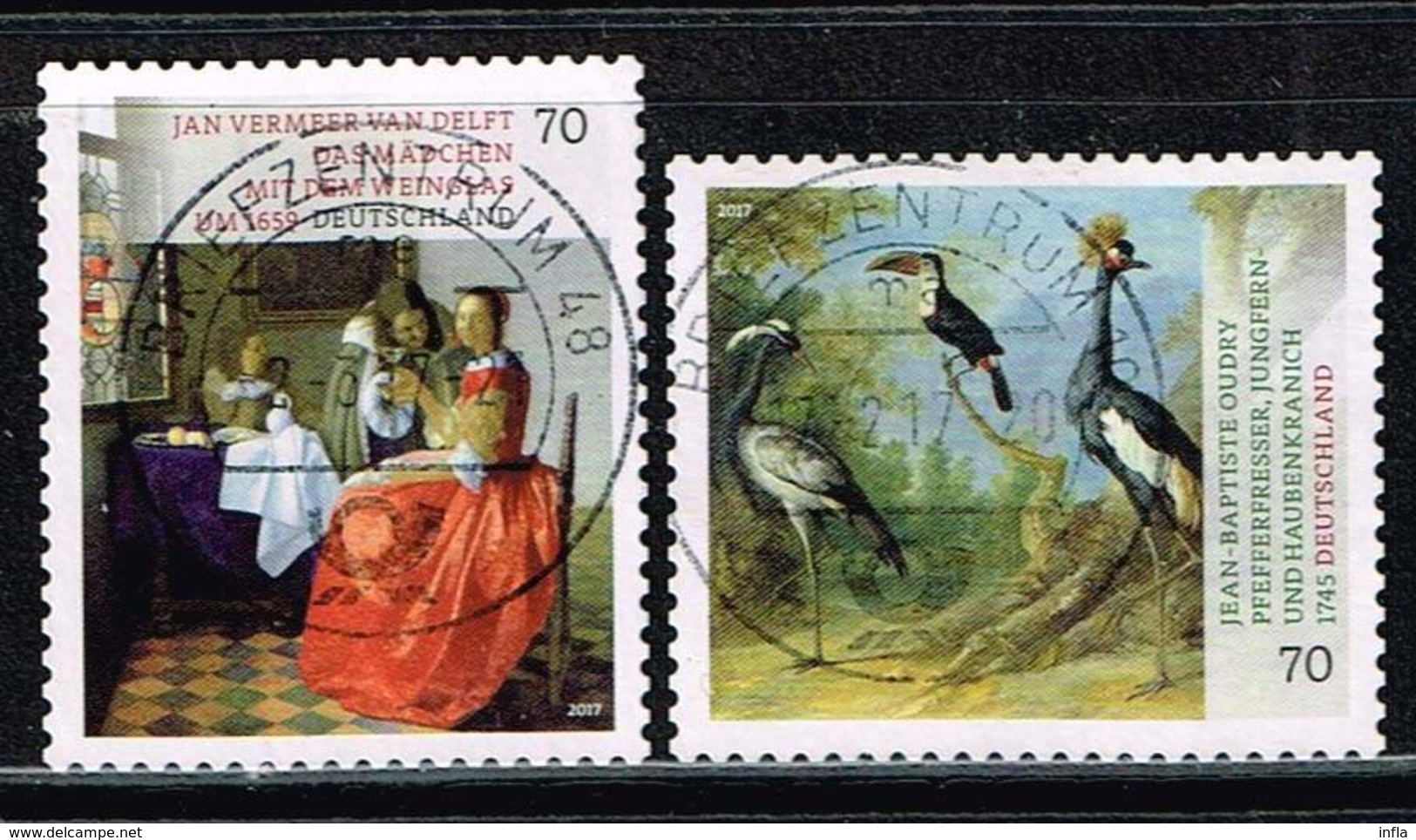 Bund 2017, Michel# 3280 - 3281 O Schätze Aus Deutschen Museen: Gemälde Von Van Delft Und Oudry Selbstklebend, Self Adhe - Gebraucht