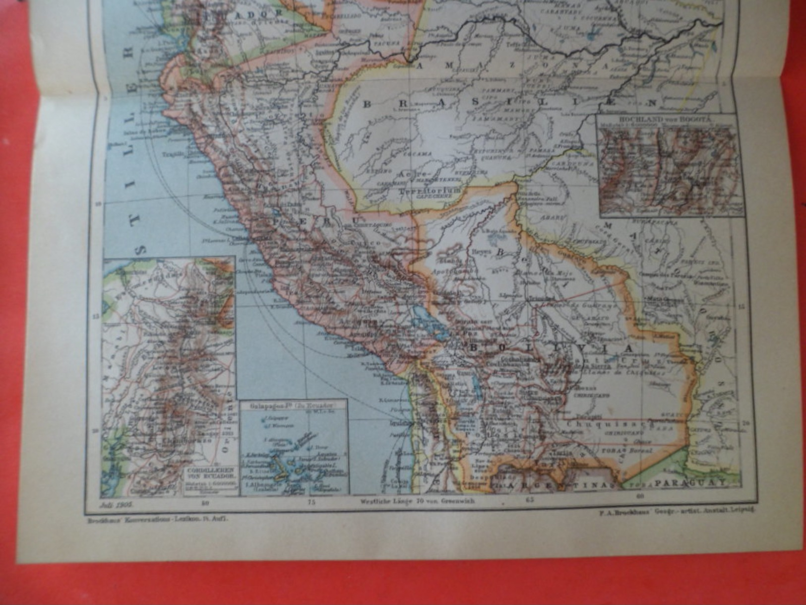 Carte Pays Colombie Panama Venezuela Aquateur Perou Bolivioe 1905 - Autres & Non Classés