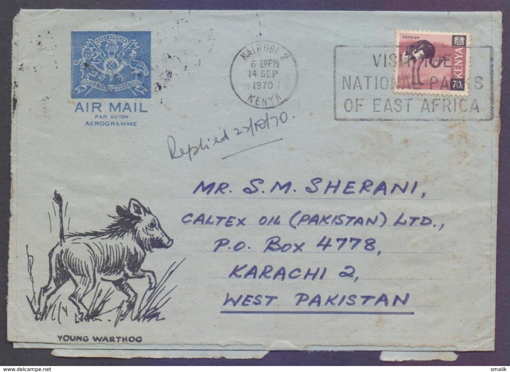 Birds, Postal History Cover, Aerogramme From KENYA, Used 1970 With Slogan Postmark - Kenya (1963-...)