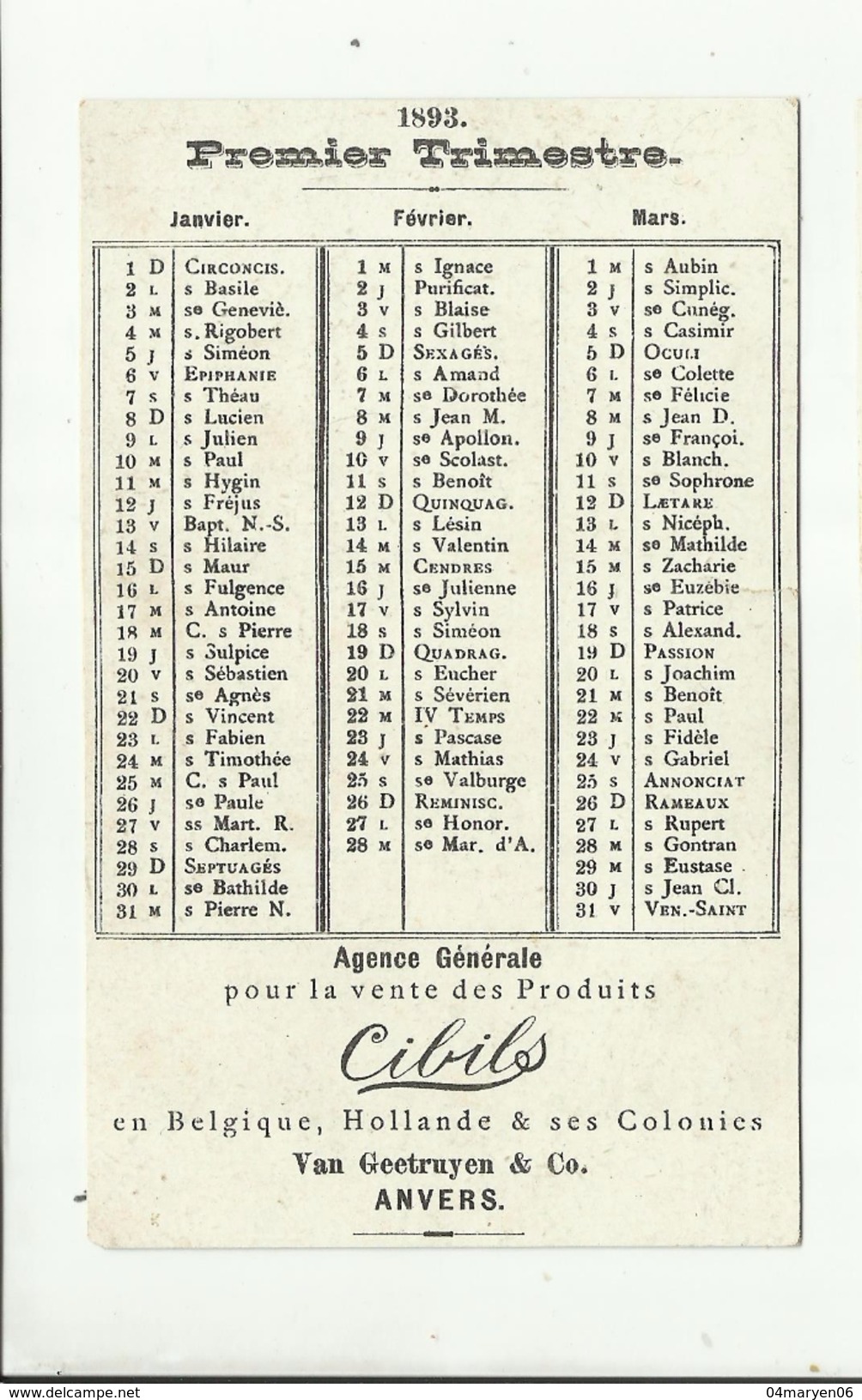 ""   CIBILS   "" - 1893 - Premier Trimestre - Klein Formaat: ...-1900