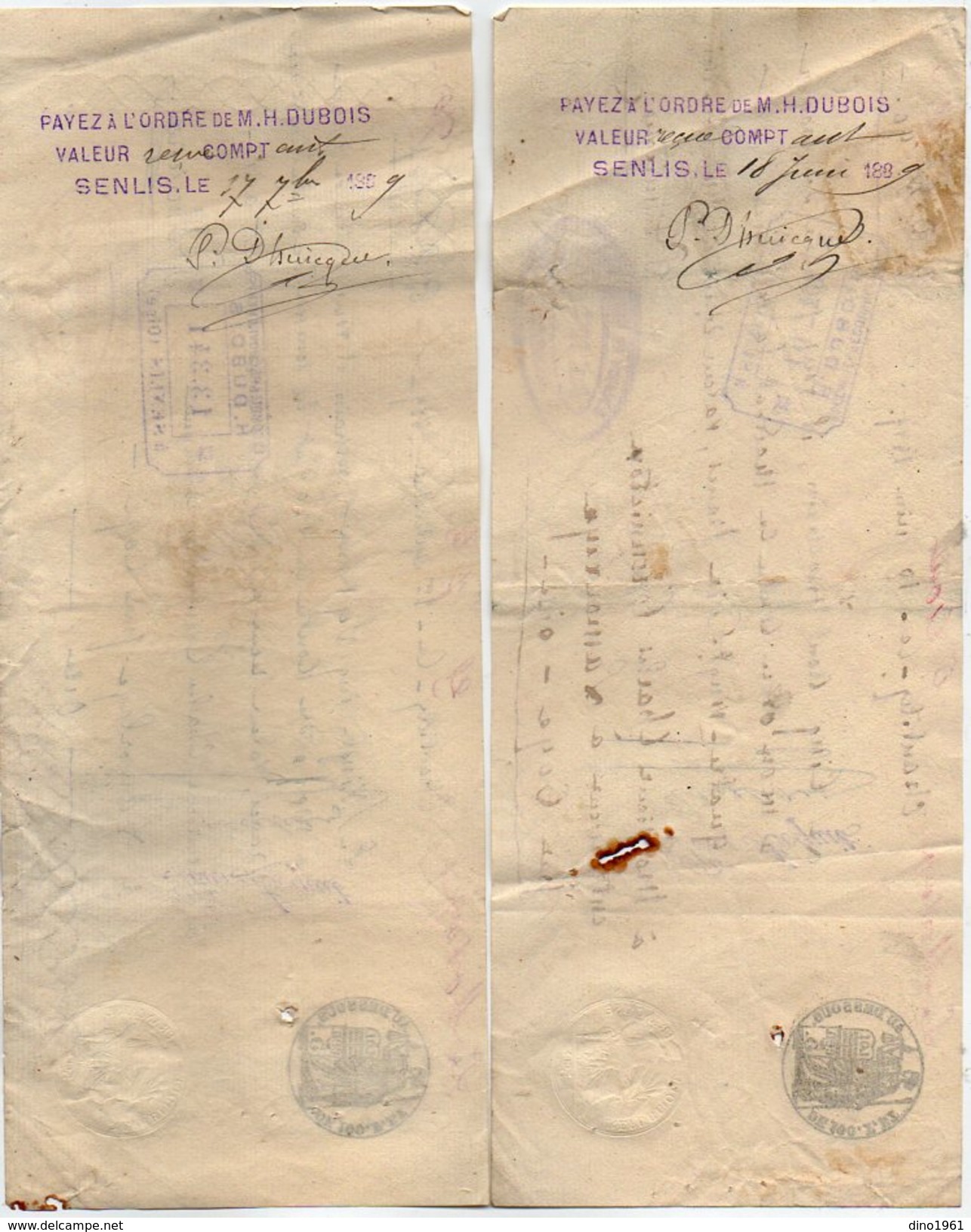 VP10.112 - 2 Lettres De Change - CHANTILLY X SENLIS ( Oise ) Mr CUNNINGTON Entraineur à LAMORLAYE - Bills Of Exchange