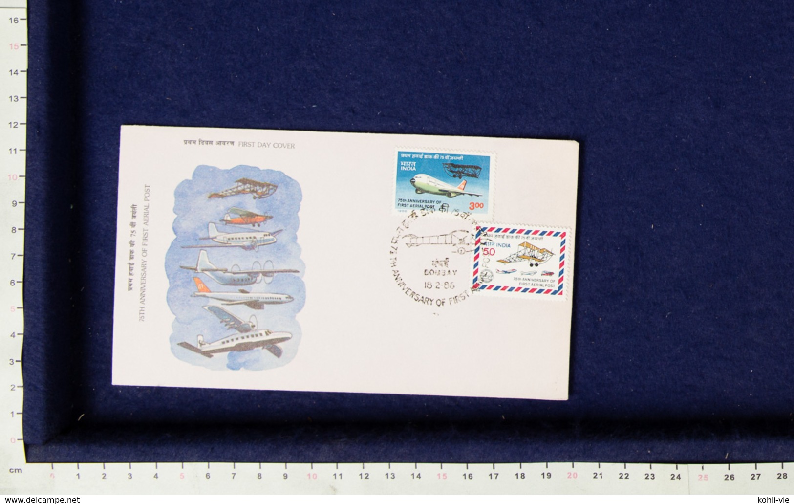 FDC 75th Anniversary Of First Aerial Post - INDIEN INDIA 1986 (A079) - FDC