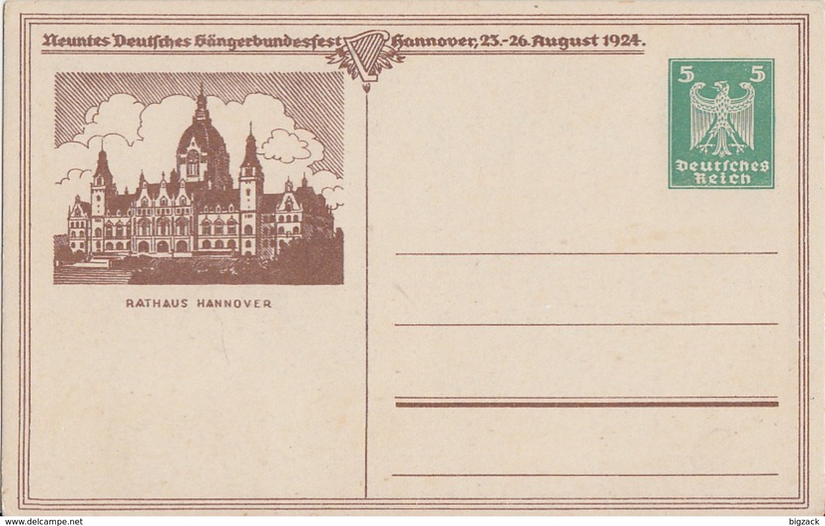 DR Privat-Ganzsache Minr.PP81 C3/05 Postfrisch Sängerbundesfest Hannover 23-26.8.1924 - Sonstige & Ohne Zuordnung