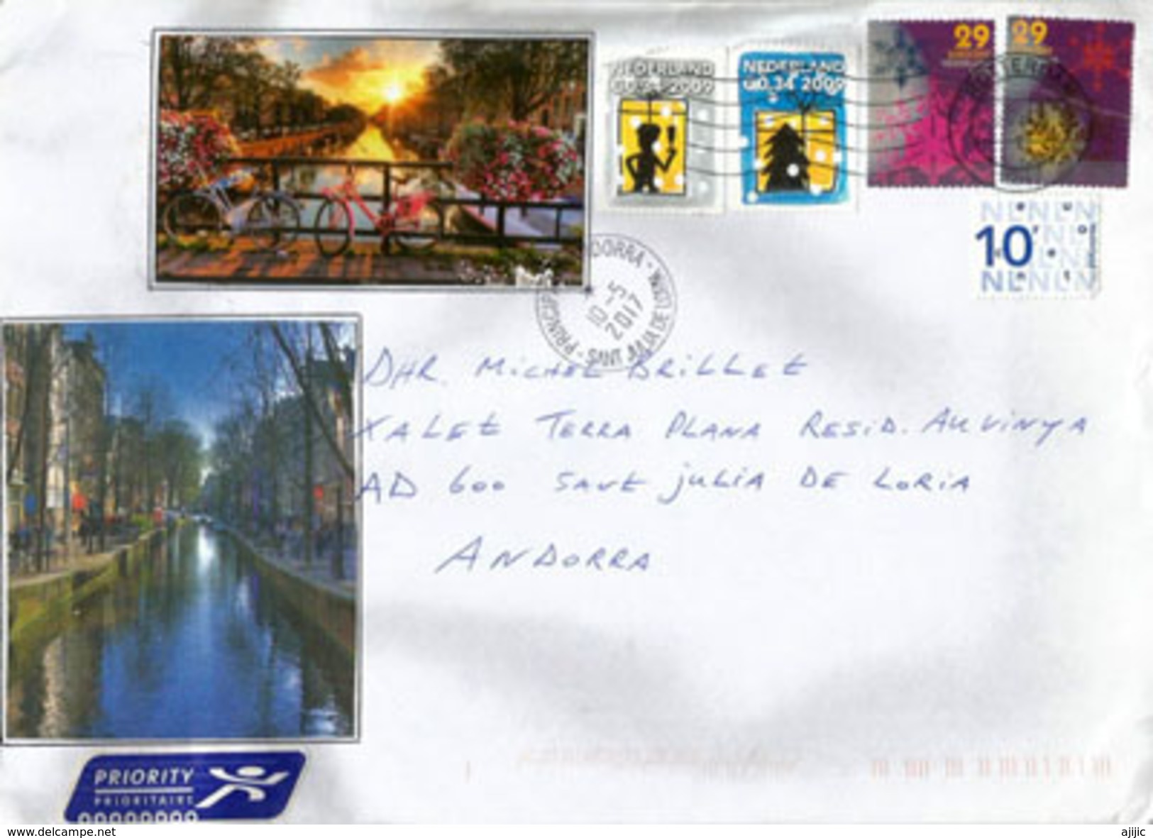 Belle Lettre De Hollande, Adressée Andorra, Avec Timbre à Date Arrivée - Storia Postale