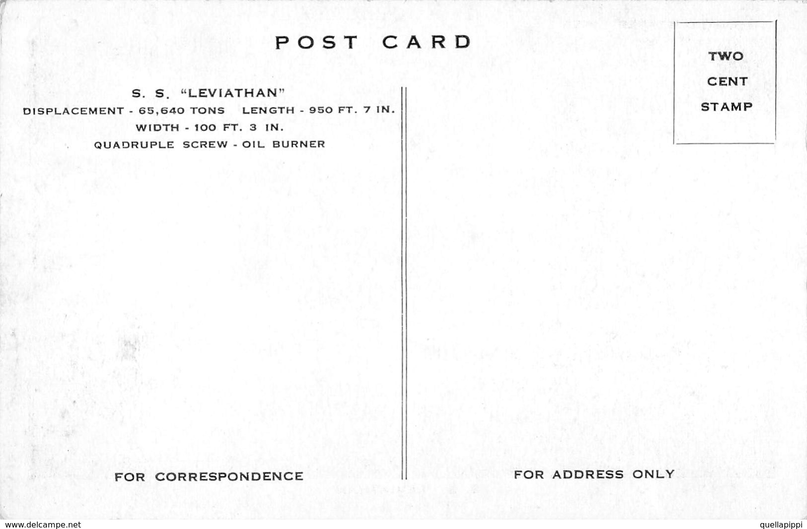 05826 "TRANSATLANTICO S.S. LEVIATHAN - 65640 TONS - INITED STATES LINES" CART SPED - Banques