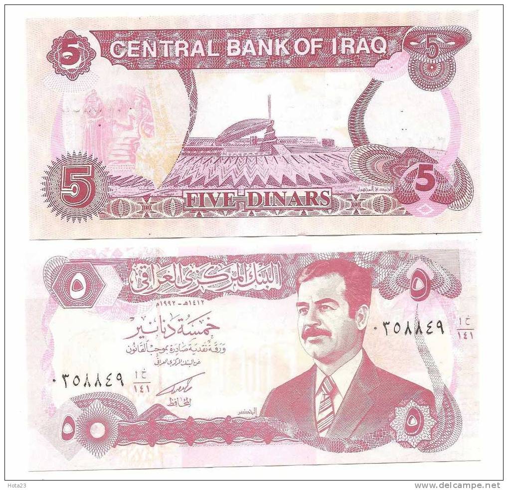 IRAQ  IRAK 5 Dinar SADAM NOTE UNC - Iraq