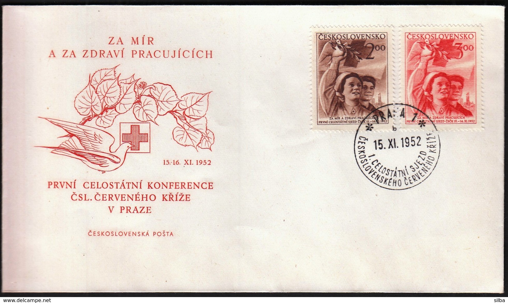 Czechoslovakia 1952 / 6 X FDC / Army / Philatelic Exhibition / Politics / Red Cross / Mik Ales History / Peace - FDC