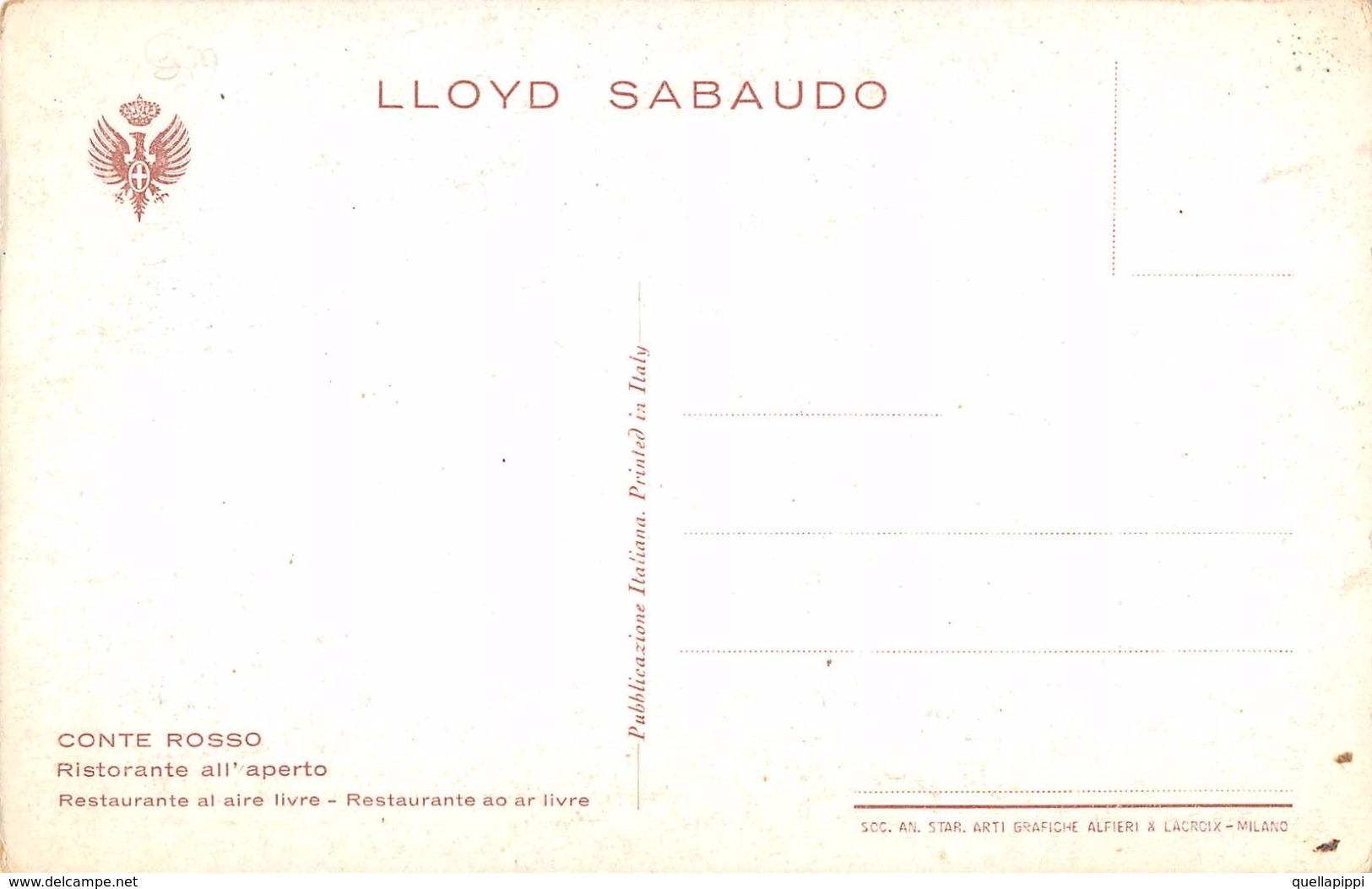 05835 "TRANSAT. CONTE ROSSO - RISTORANTE ALL'APERTO - LLOYD SABAUDO"  CART NON SPED - Banche