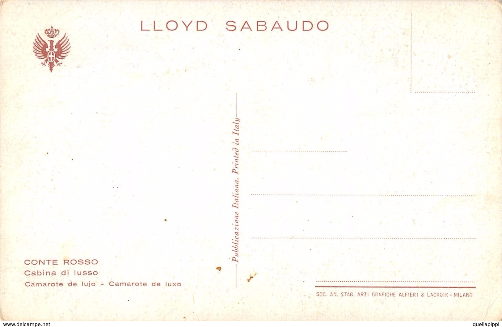 05836 "TRANSAT. CONTE ROSSO - CANINA DI LUSSO - LLOYD SABAUDO"  CART NON SPED - Banques