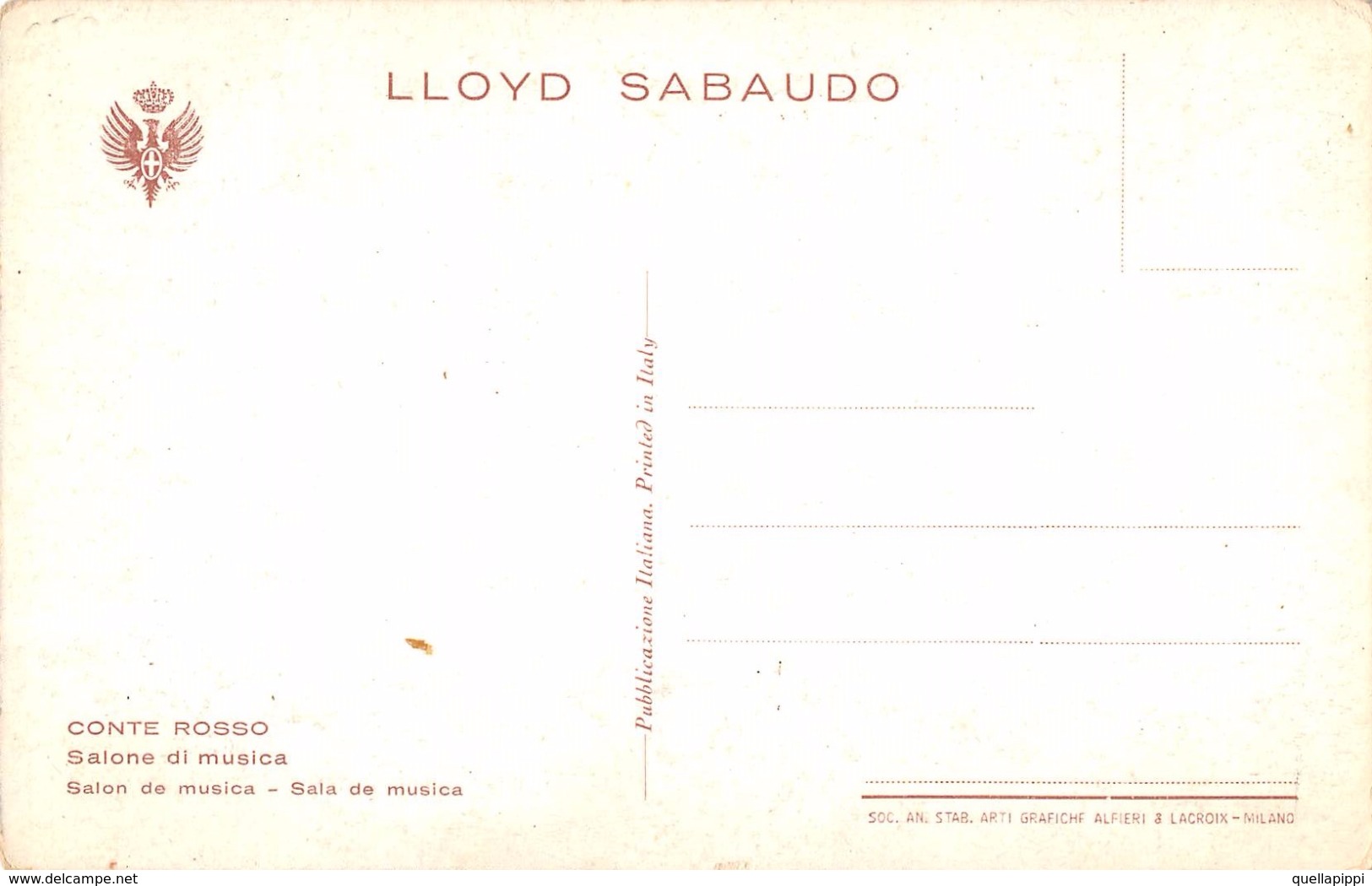 05838 "TRANSAT. CONTE ROSSO - SALONE DI MUSICA - LLOYD SABAUDO"  CART NON SPED - Banche