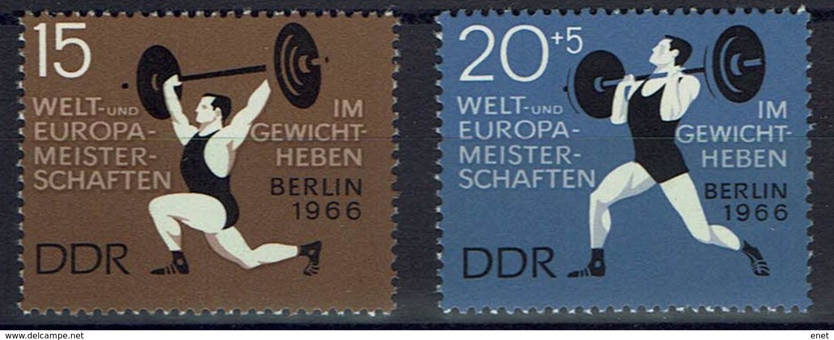 DDR 1966 - MiNr 1210-1211 -  Welt- Und Europameisterschaften Im Gewichtheben, Berlin - Gewichtheben