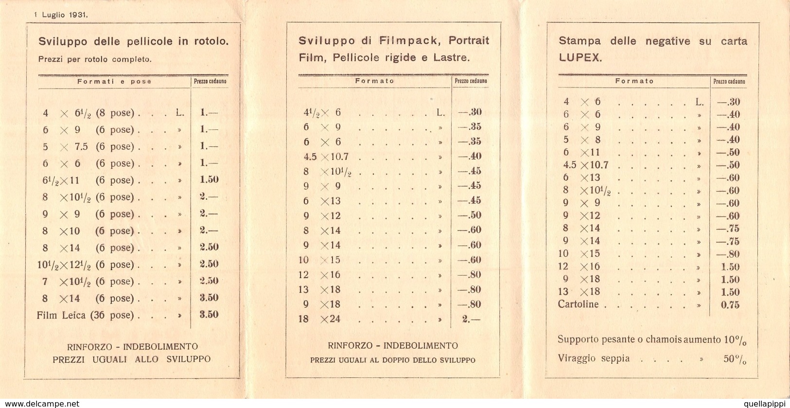 05862 "AGFA - LISTINO PREZZI 1931 - G. PALMIERI - VERONA"   PUBBLICITARIO - Pubblicitari