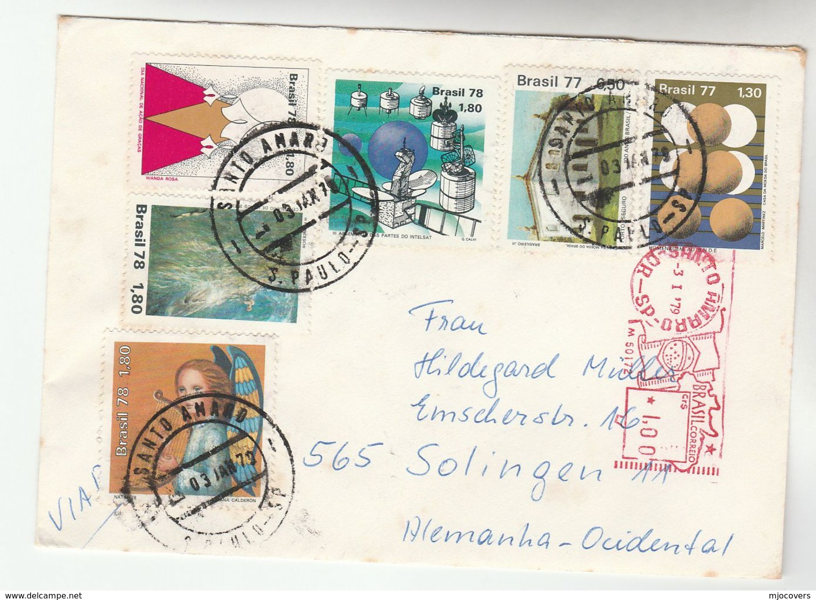 1978 Air Mail BRAZIL COVER Stamps SPACE SATELLITE  ART VIEWS Etc To Germany - Covers & Documents
