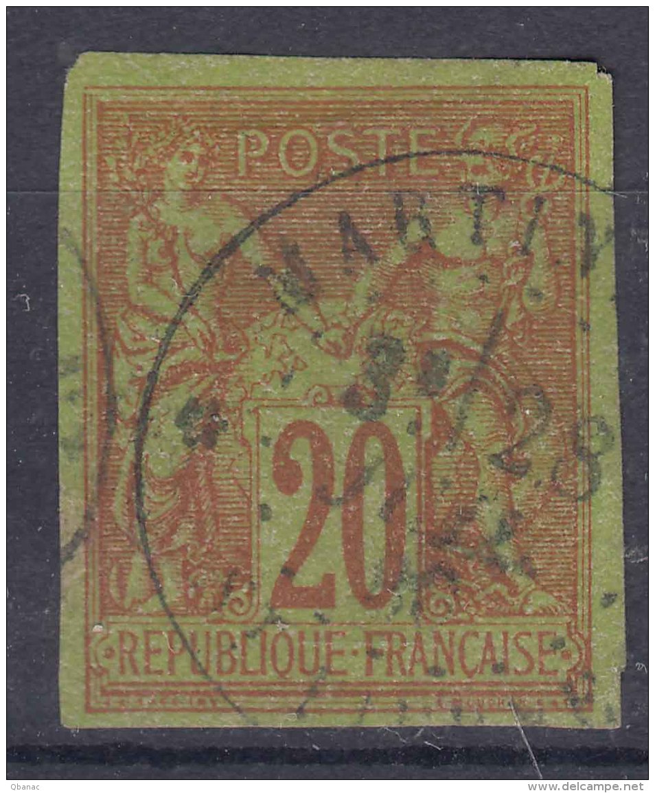 France Colonies General Issues 1878 Yvert#42 Martinique Cancel - Sage