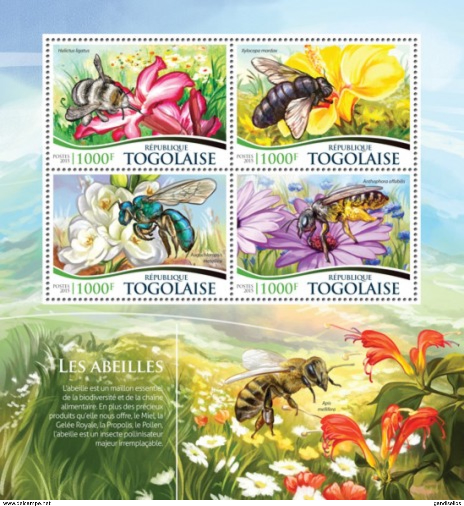 TOGO 2015 SHEET BEES ABEJAS BIENEN ABELHAS ABEILLES INSECTS Tg15318a - Togo (1960-...)