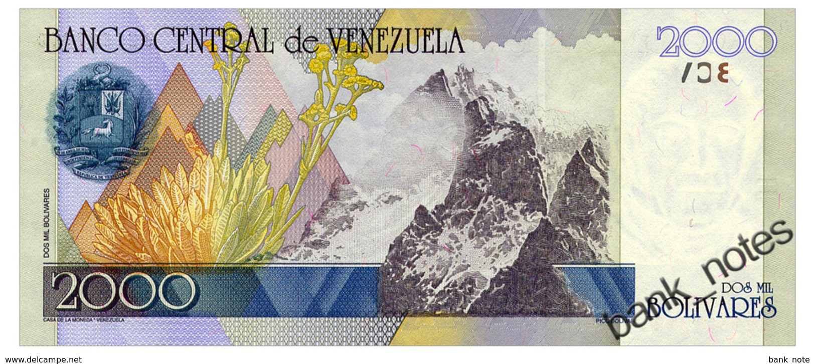 VENEZUELA 2000 BOLIVARES 1998 Pick 80 Unc - Venezuela