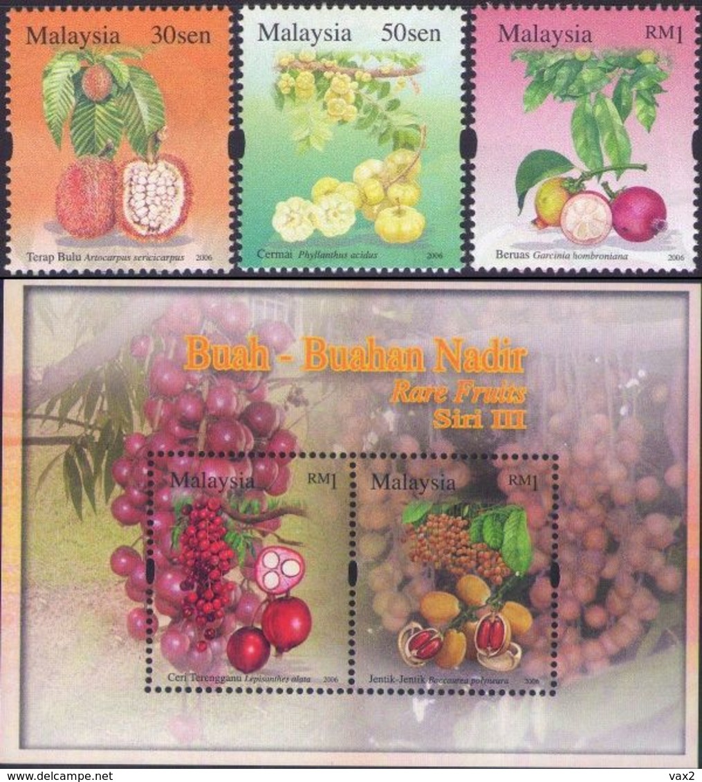 Malaysia 2006 S#1083-1086 Rare Fruits Set+M/S MNH Flora Fruit - Malaysia (1964-...)