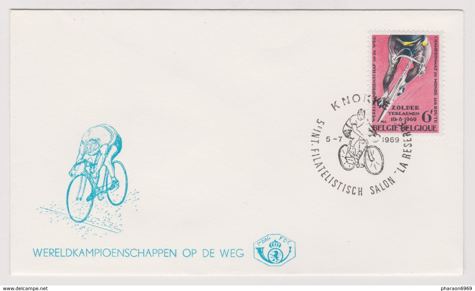 Enveloppe Brief Cover FDC 1er Jour 1498 Sport Coureur Cyclistge Wereldkampioenschappen Op De Weg Knokke - 1961-1970