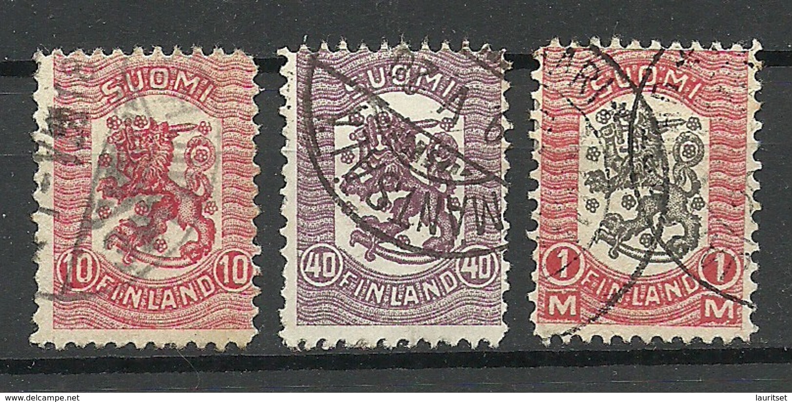 FINLAND FINNLAND 1918 Michel 96 & 98 & 101 Coat Of Arms O - Gebraucht