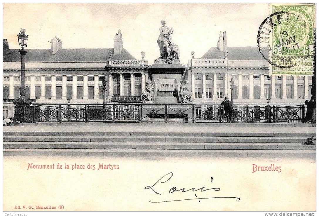 [DC10055] CPA - BELGIO - BRUXELLES - MONUMENT DE LA PLACE DES MARTYRS - Viaggiata - Old Postcard - Altri & Non Classificati