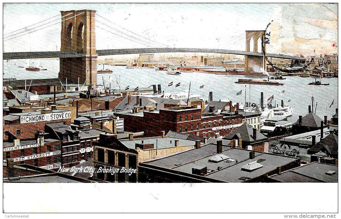 [DC10056] CPA - NEW YORK CITY - BROOKLYN BRIDGE - Viaggiata 1906 - Old Postcard - Brooklyn