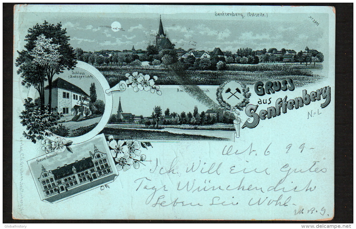 DD1342 - SENFTENBERY - NEUE SCHULE - SCHLOSS AMTSGERICHT - LITHO PC - Senftenberg