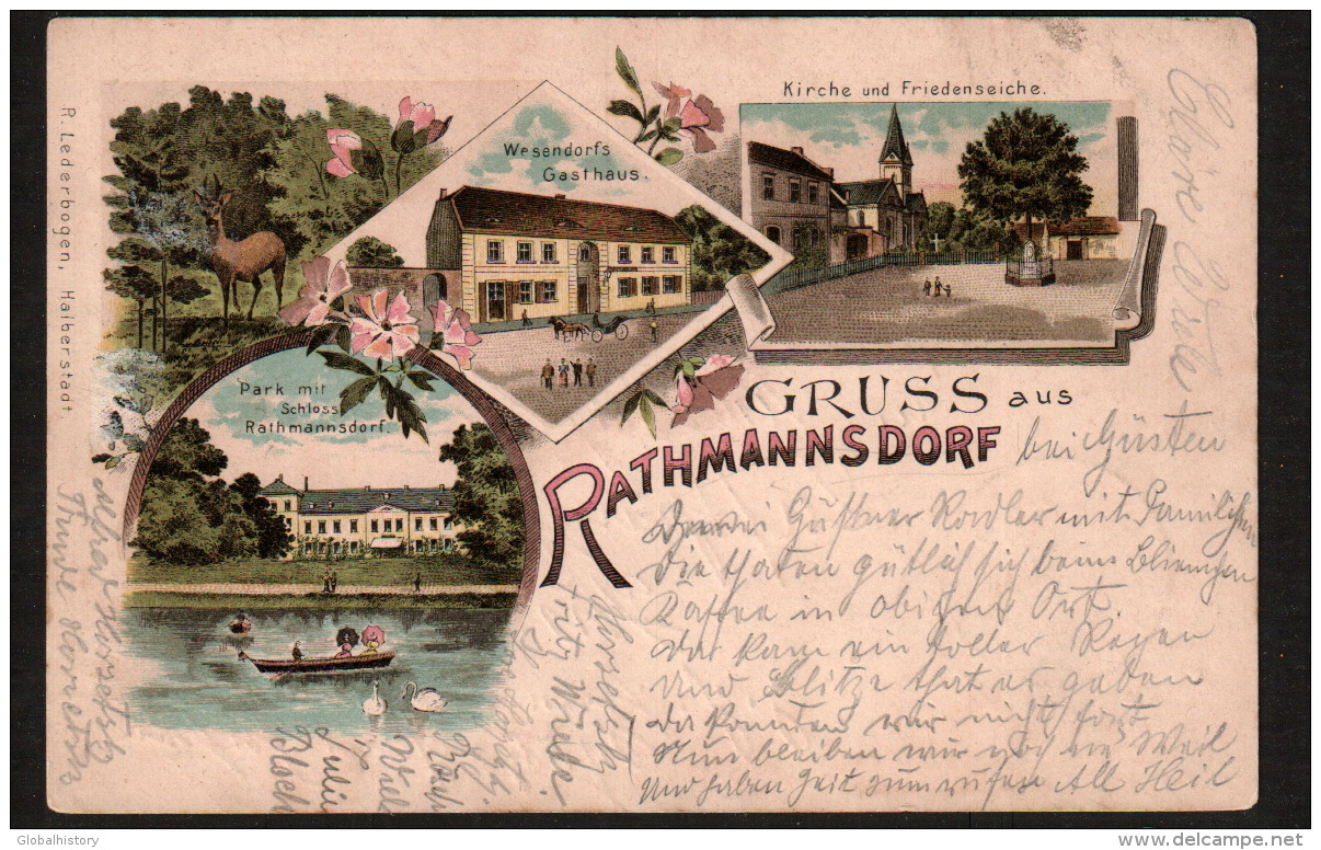 DD1370 - RATHMANNSDORF - PARK MIT SCHLOSS - WESENDORFS GASTHAUS - LITHO PC - Rathmannsdorf (Sachsen)