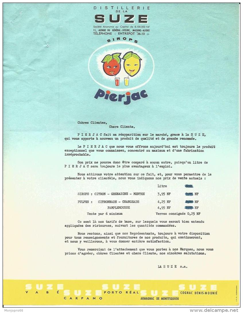 Lettre Dactylographiée De La Distillerie De La  SUZE  De Maisons Alfort - 1950 - ...