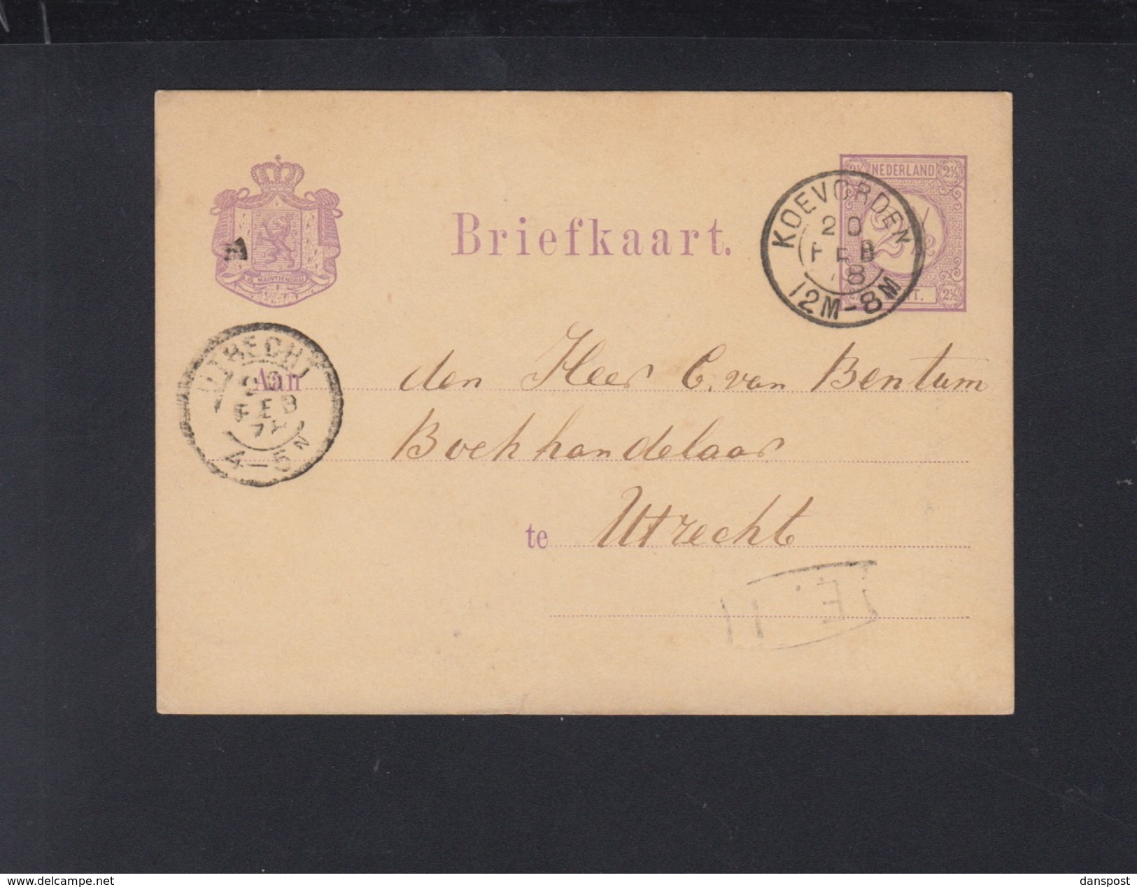 Briefkaart Koevorden 1878 - Entiers Postaux