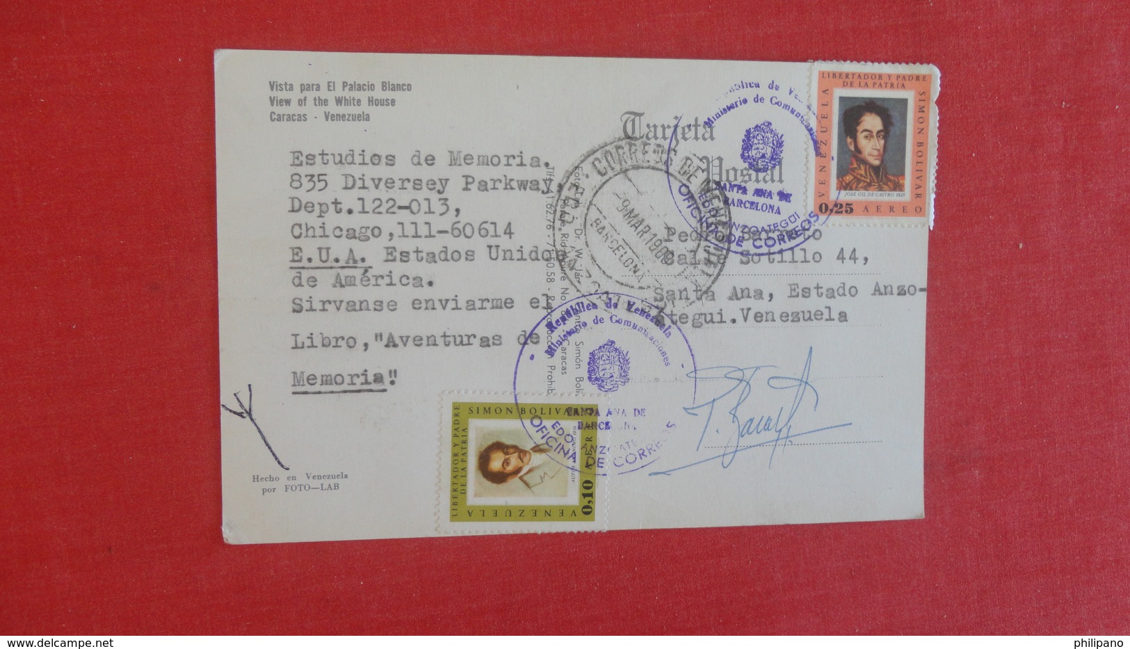 Back Side Official  Cancel- --White House Caracas Venezuela  Ref 2577 - Venezuela