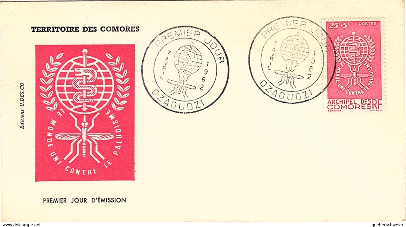 COL-L2 - COMORES FDC N° 25 Eradication Du Paludisme - Lettres & Documents