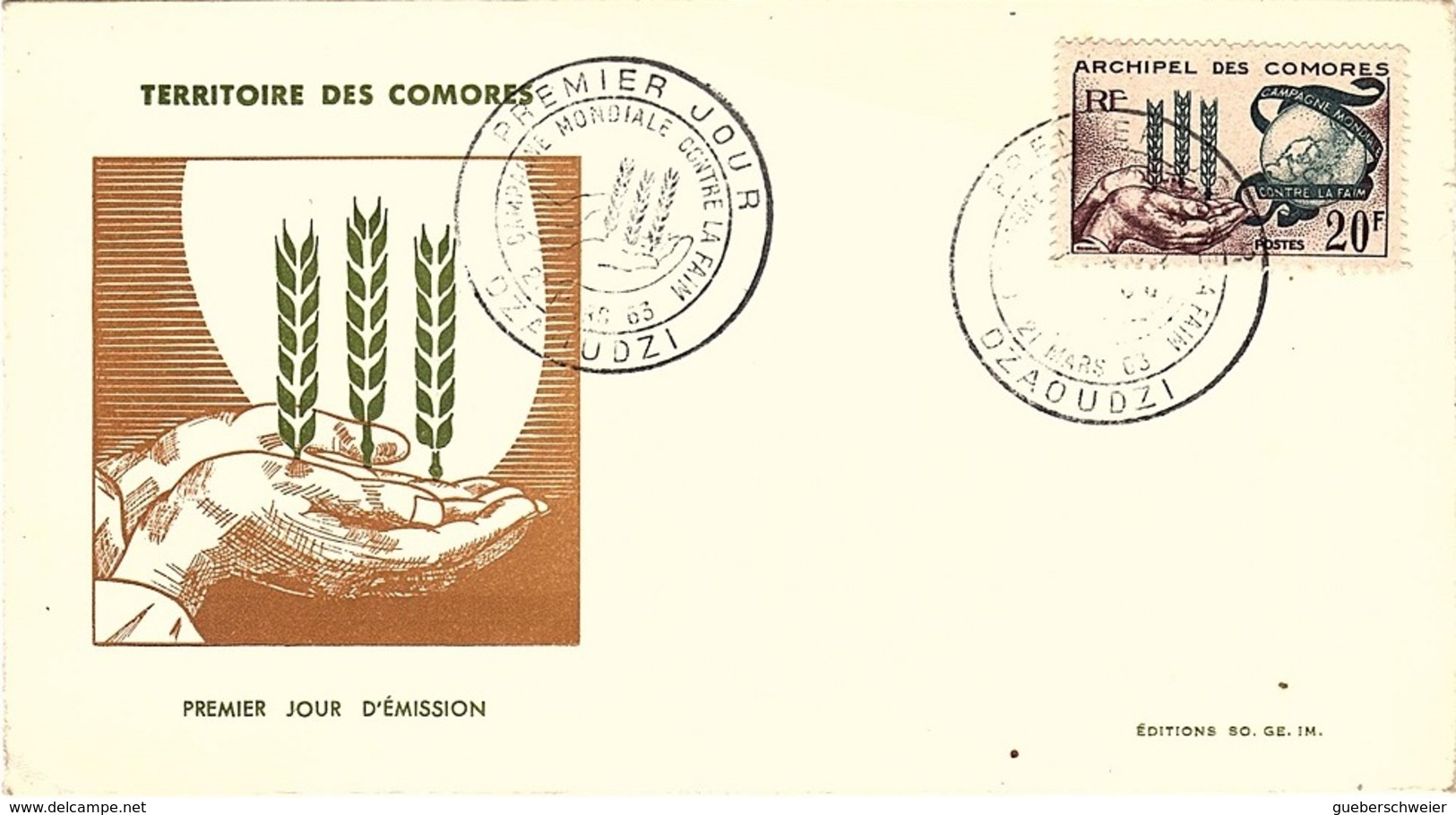 COL-L8 - COMORES N° 26 Sur FDC Campagne Mondiale Contre La Faim - Lettres & Documents