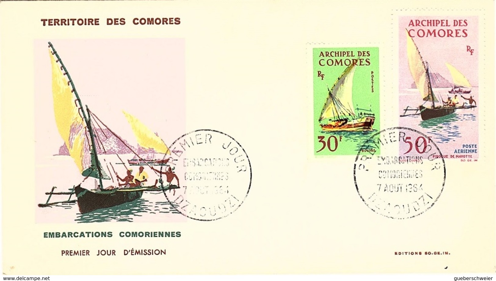 COL-L16 - COMORES N° 34 + PA 10 Sur FDC Embarcations Comoriennes - Lettres & Documents