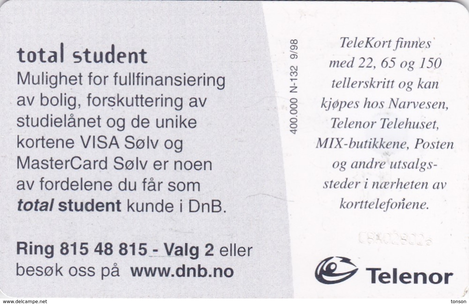 Norway, N132, Dnb Total, CN : C8A028026,  2 Scans. - Norway
