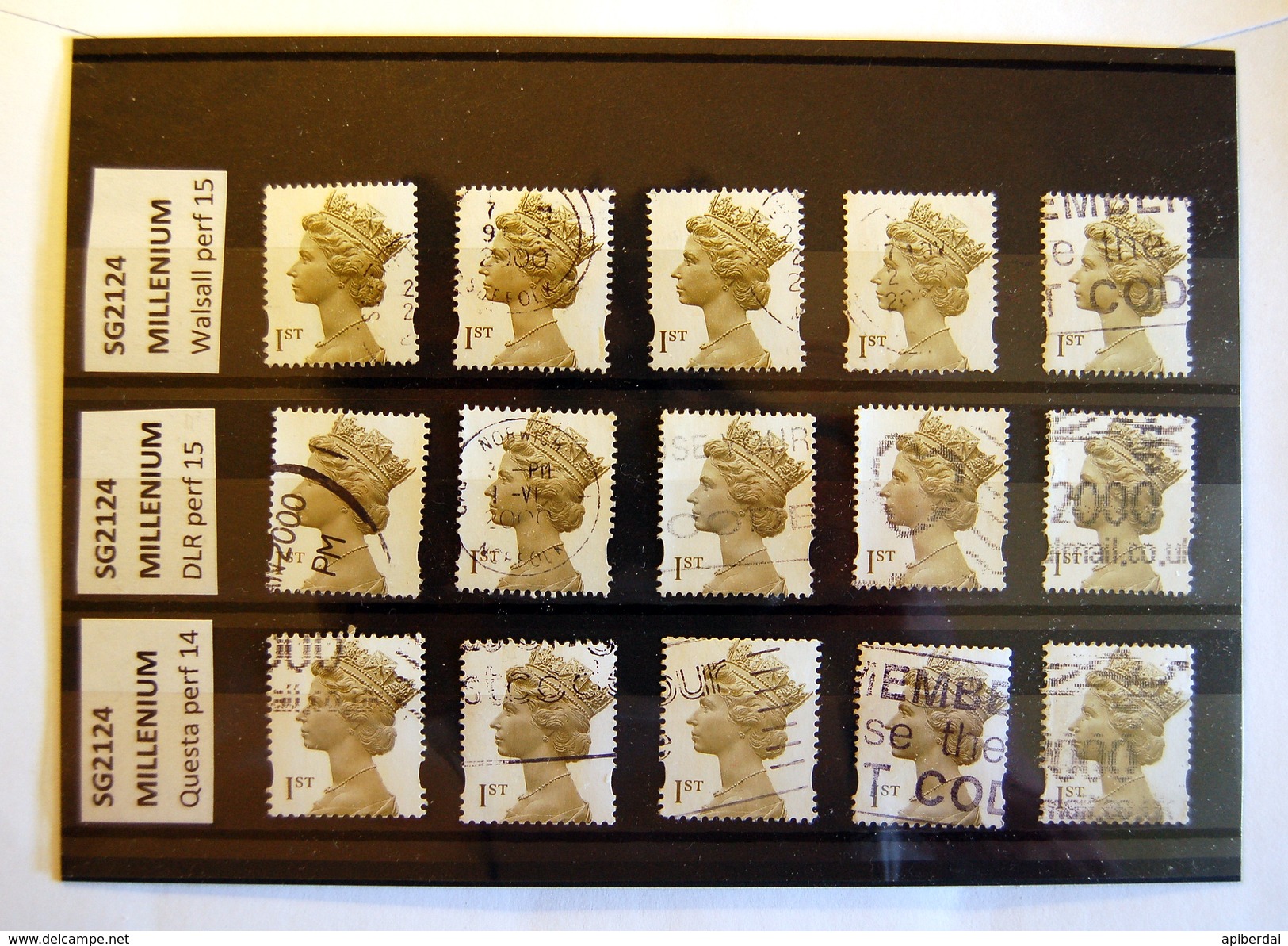 Great Britain - Machin SG2124 / 2124D Stamps 1st Millenium Differents Printing & Perforations * 5  (used) - Machins