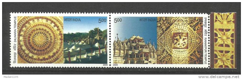 INDIA, 2009, Heritage Jain Temple ,Dilwara And Ranakpur , Setenant Set, MNH, (**) - Neufs