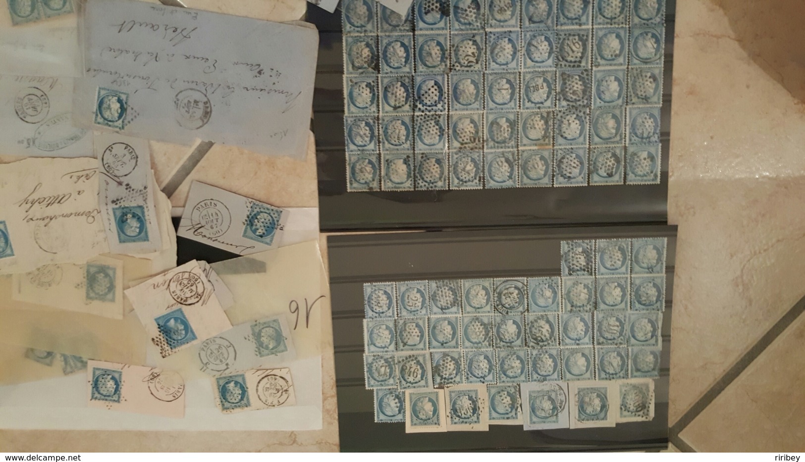 Lot de BLEUS / Napoleon - Ceres /  losange GC, PC, Etoile de PARIS /  Environ 450 timbres dont sur fragment / voir scan