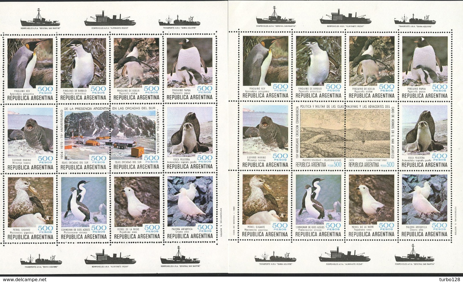 ARGENTINE 1980 Blocs N° 25/26 ** Neufs MNH Superbes Cote 35 &euro; Faune Oiseaux Birds Fauna Bateaux Boats Ships - Blokken & Velletjes
