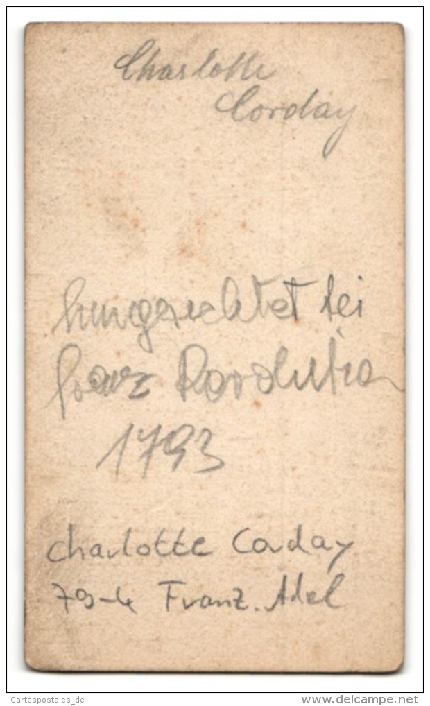 Photo Portrait De Der Franz. Adeligen Charlotte Corday - Célébrités