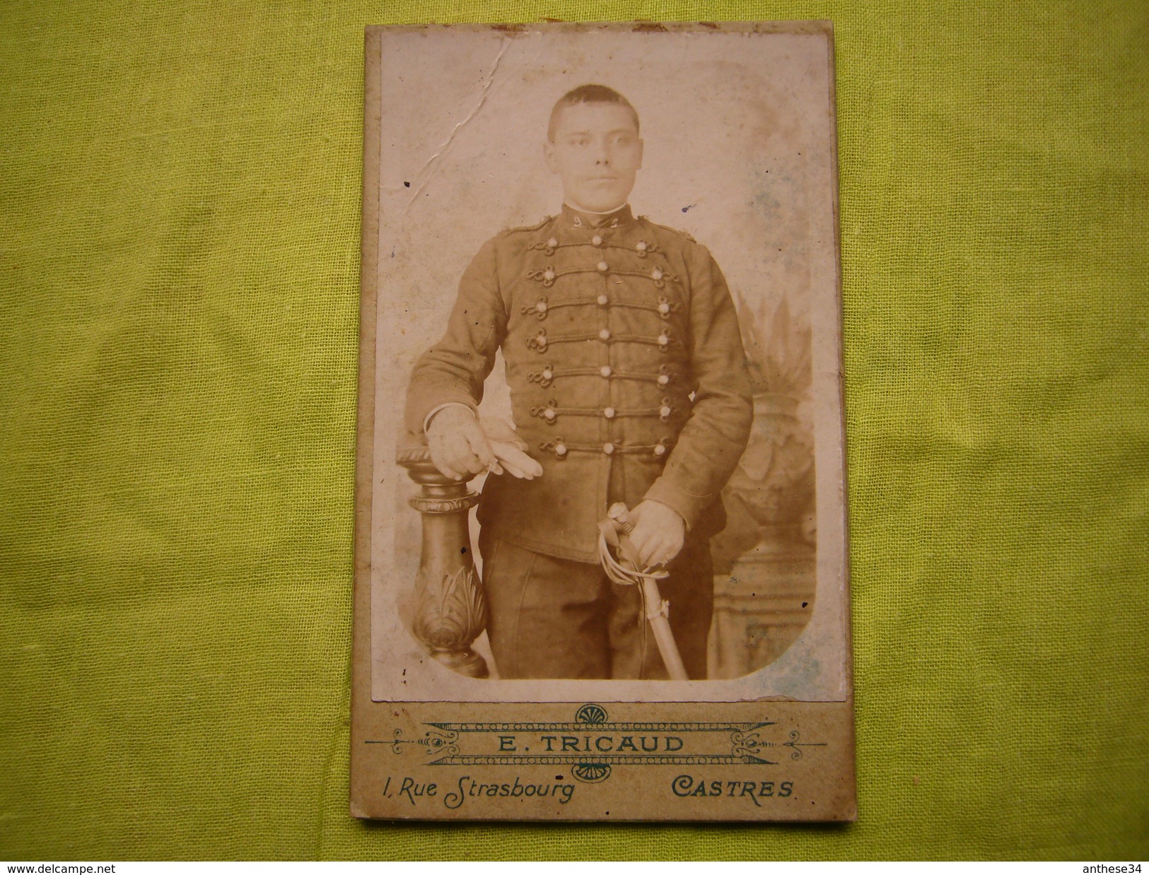 Photo CDV 19ème Militaire 9 Au Col  Cliché E. Tricaud à Castres - Guerre, Militaire