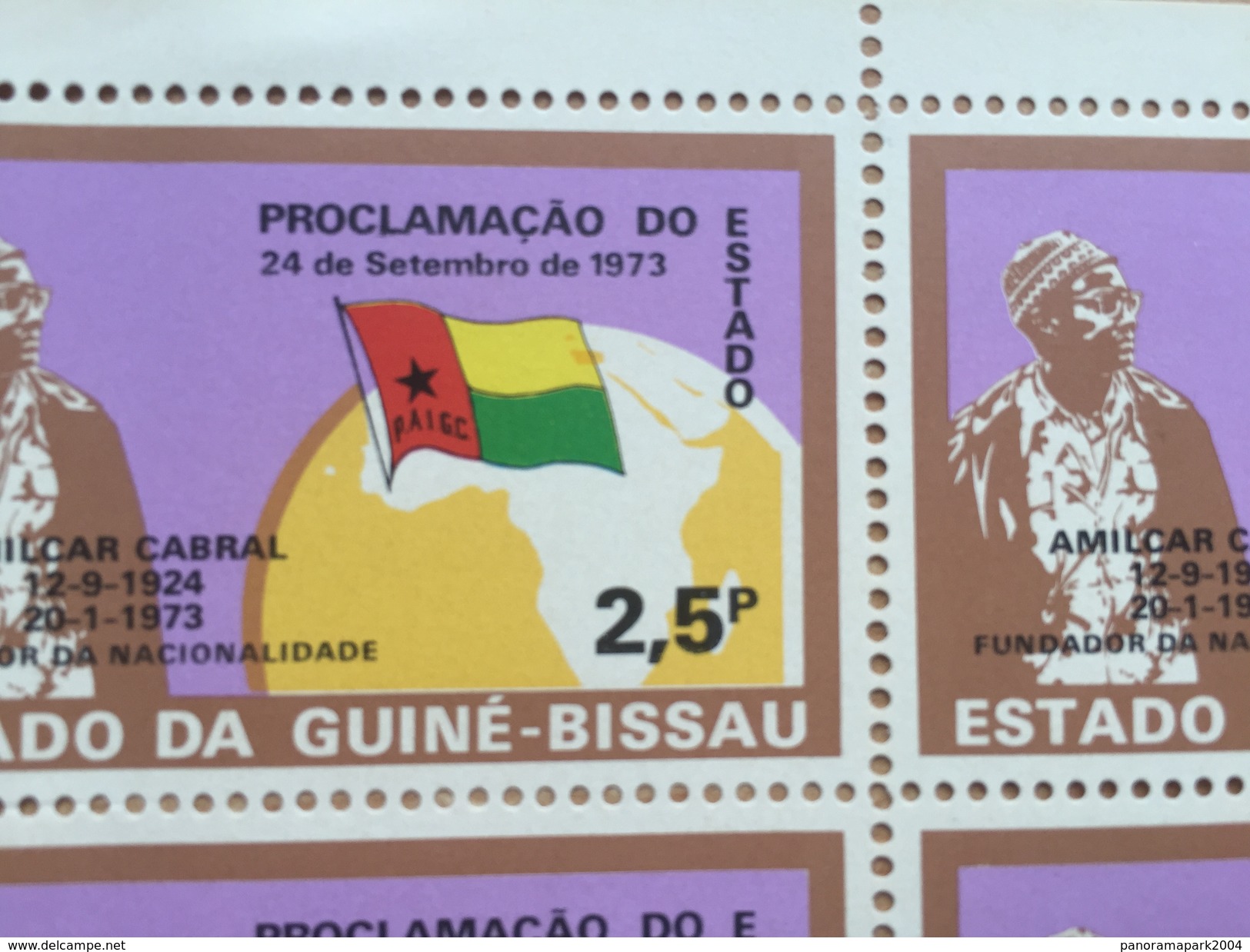 Guiné-Bissau Guinea 1973 1974 ERROR VARIETY Moved Flag Mi. 346 Republic History Politics Map Karte Flagge Fahne Drapeau - Guinea-Bissau