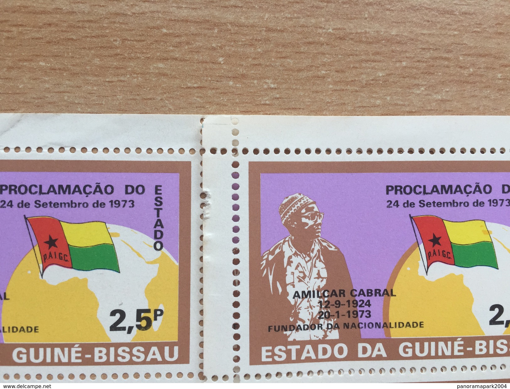 Guiné-Bissau Guinea 1973 1974 ERROR VARIETY Moved Flag Mi. 346 Republic History Politics Map Karte Flagge Fahne Drapeau - Guinea-Bissau