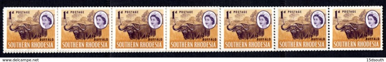 Southern Rhodesia - 1964 1d Buffalo Coil Strip (**) # SG 93 - Southern Rhodesia (...-1964)