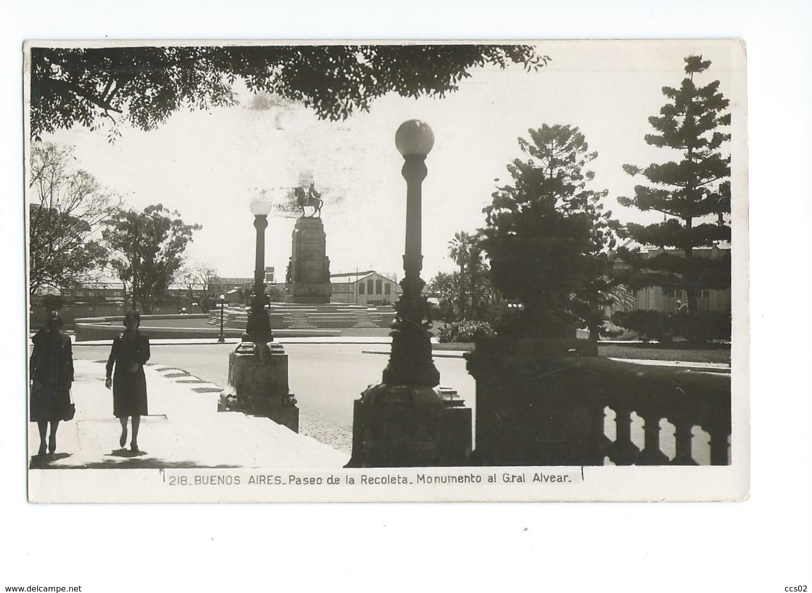 Buenos Aires Paseo De La Recoleta Monumento Al G.ral Avear 1928 - Argentine