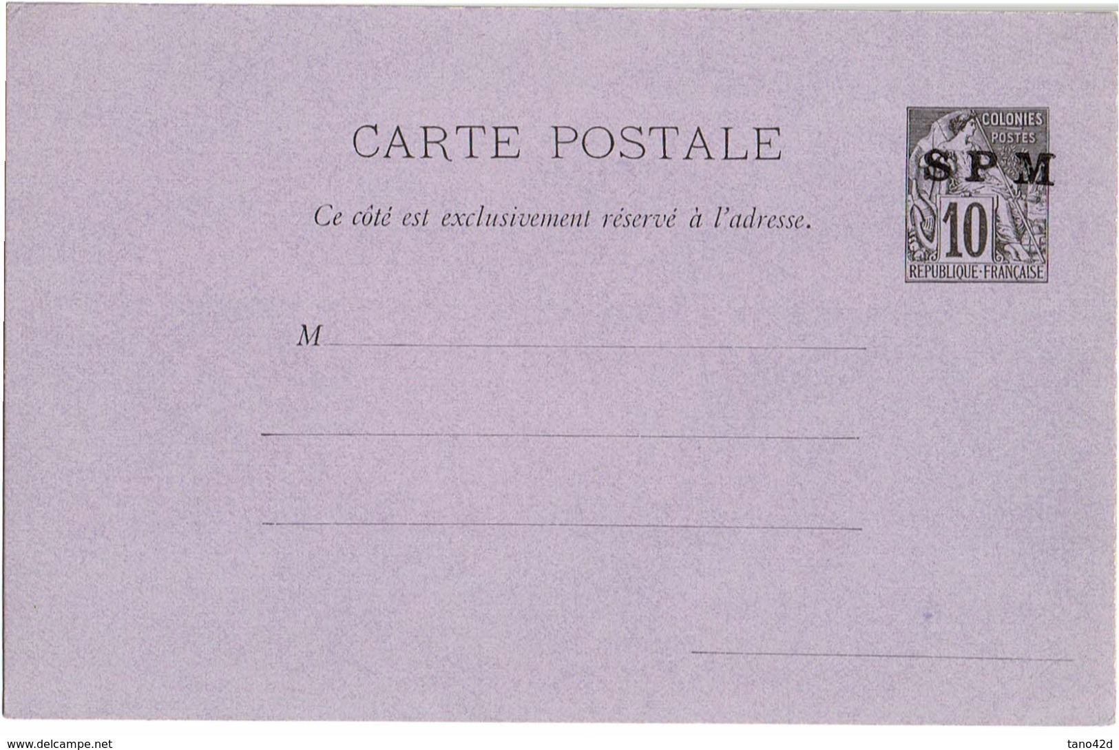 LCTN47/5 -ST PIERRE & MIQUELON CARTE POSTALE SURCHARGEE NEUVE TB - Lettres & Documents