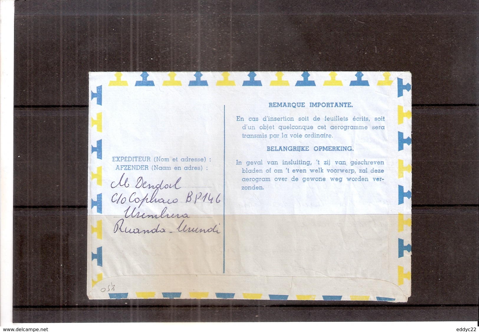 Aérogramme Du Ruanda-Urundi Vers Belgique - 1957 (à Voir) - Lettres & Documents