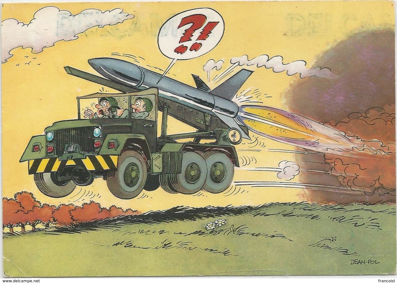 Jeep Porte-lance-missile Allumé. Signé Jean-Pol - Humor