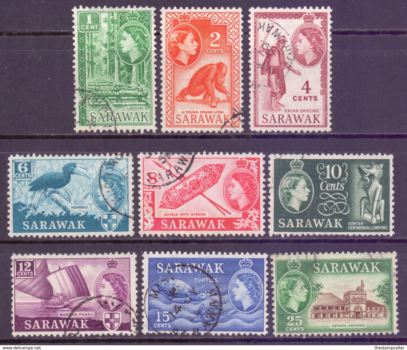Sarawak Scott 197/206 - SG188/197, 1955 Elizabeth II Set To 25c Used - Sarawak (...-1963)